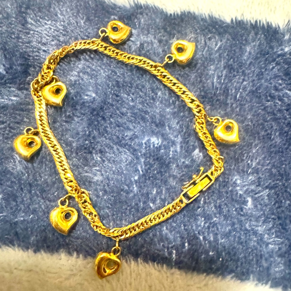 Bracelet K18 Japan Gold Monaca Charms in 6 Cut Kihei 17cm